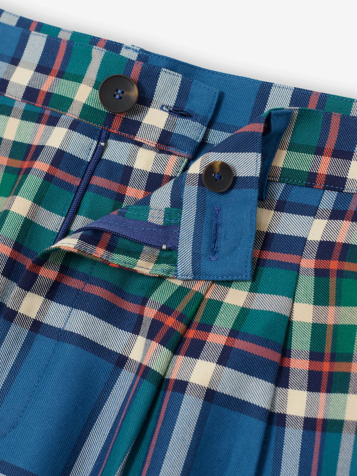 Tartan flannel pleated pants