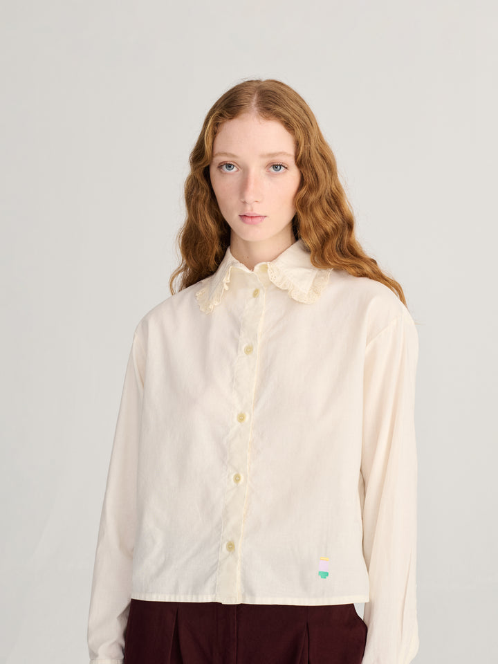 Pleated twill wide-leg pants