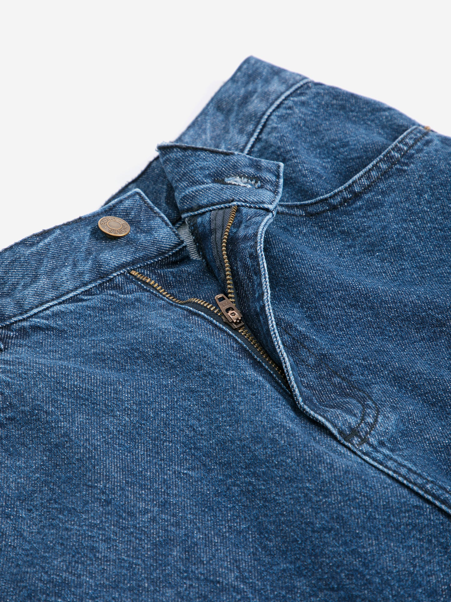 Embroidery washed mid-waist jeans