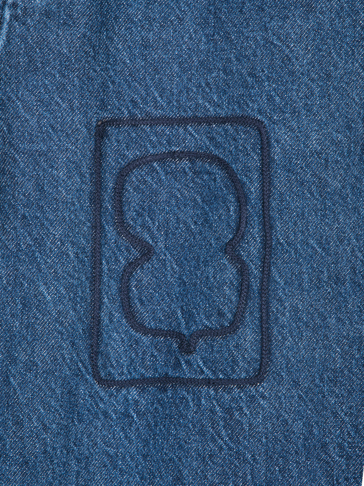 Embroidery washed mid-waist jeans