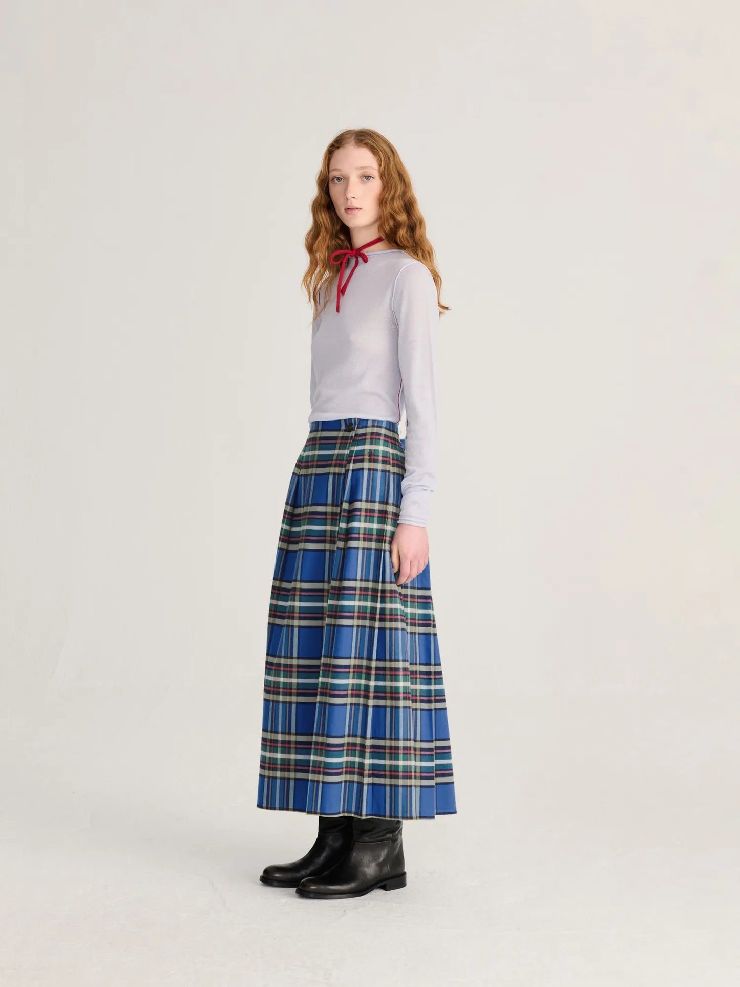 Faldilla prisada de franel·la Tartan