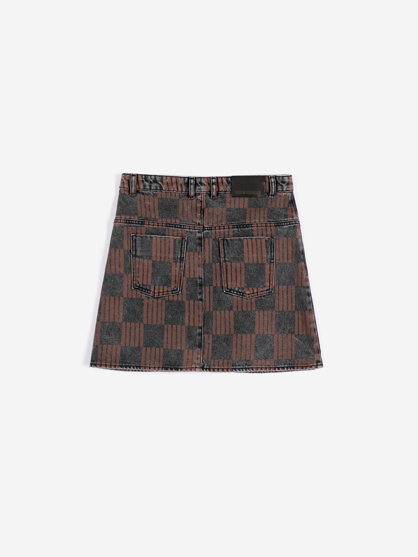 Almost Moiré all over washed denim mini skirt