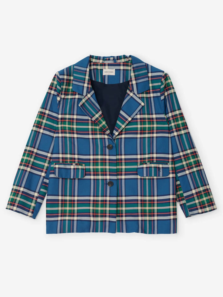 Tartan flannel cotton blazer