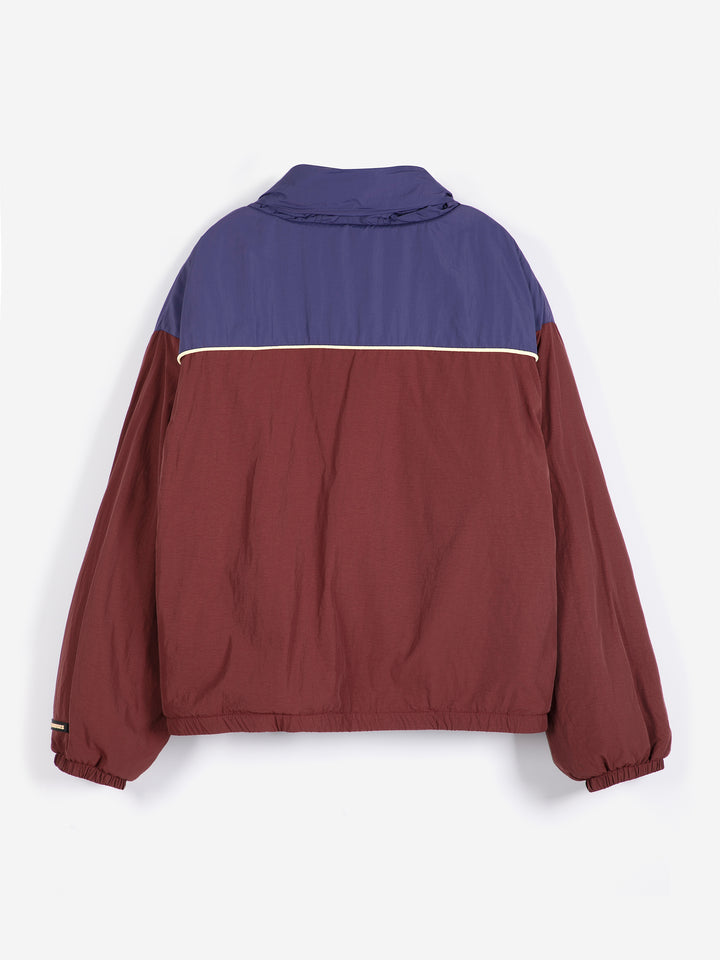 Color block nylon sherpa puffer