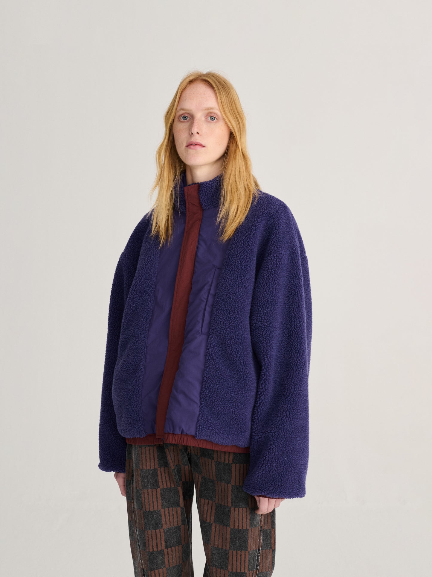 Doudoune sherpa en nylon Color Block