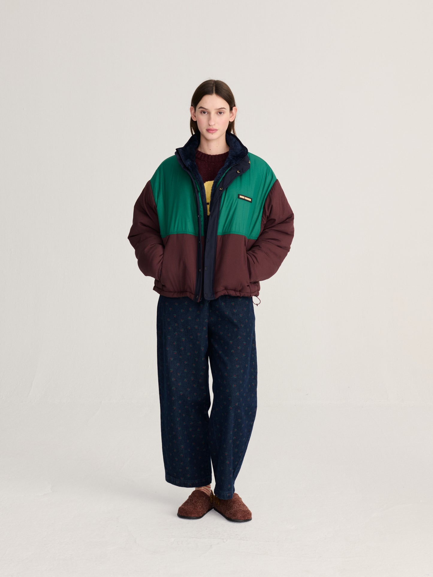 Chaqueta sherpa suave y reversible de nailon