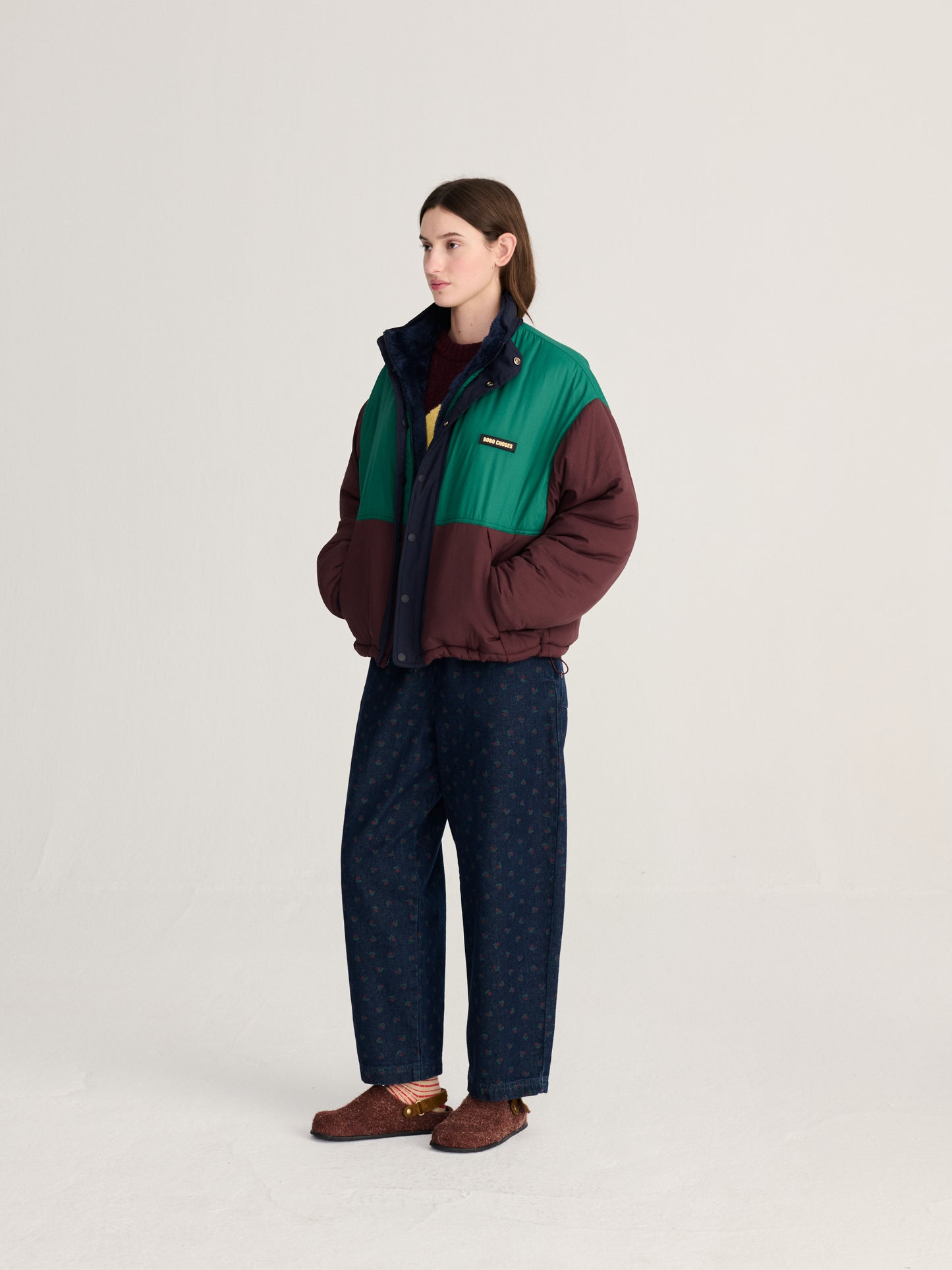 Chaqueta sherpa suave y reversible de nailon