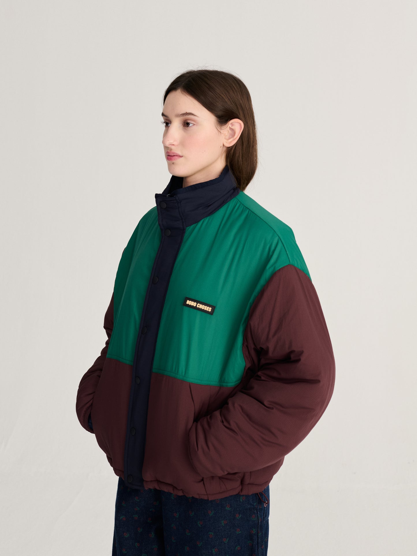 Chaqueta sherpa suave y reversible de nailon
