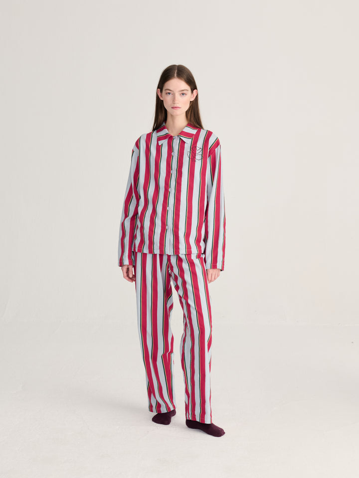 Ensemble de pyjama en flanelle fluide rayé all-over