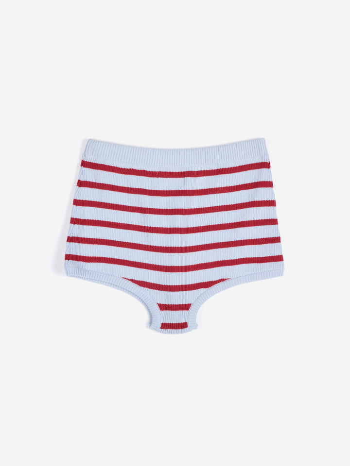 Striped knitted wool-cotton minishort
