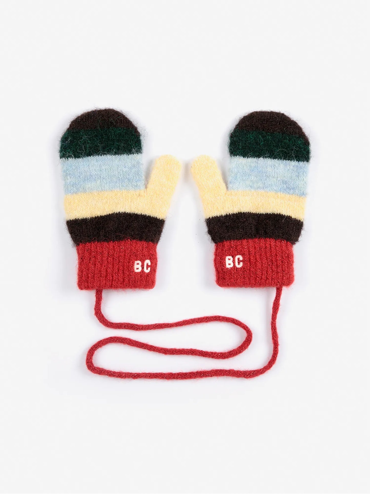 Striped knitted mittens