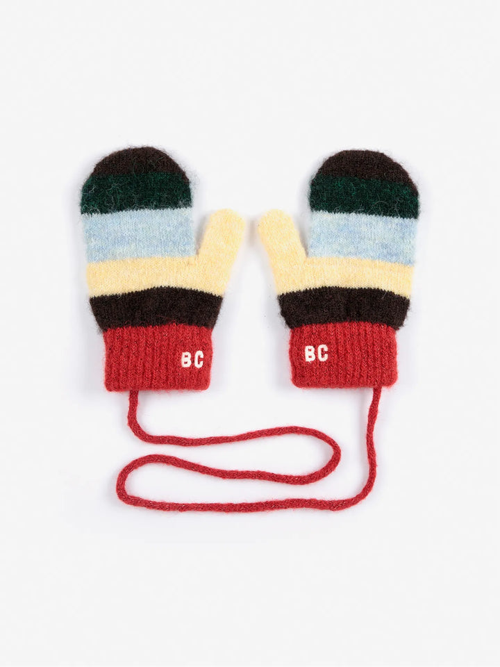 Striped knitted mittens