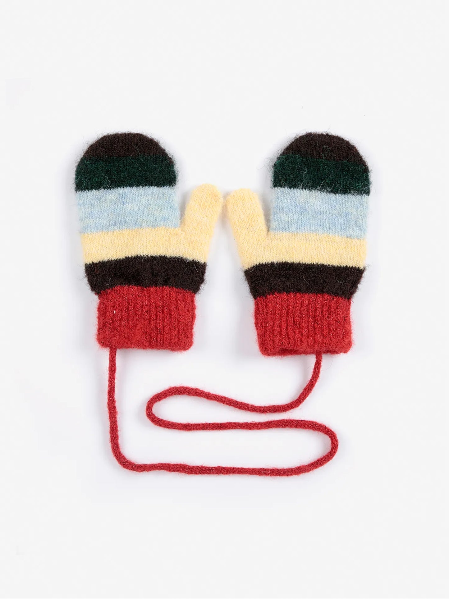 Striped knitted mittens