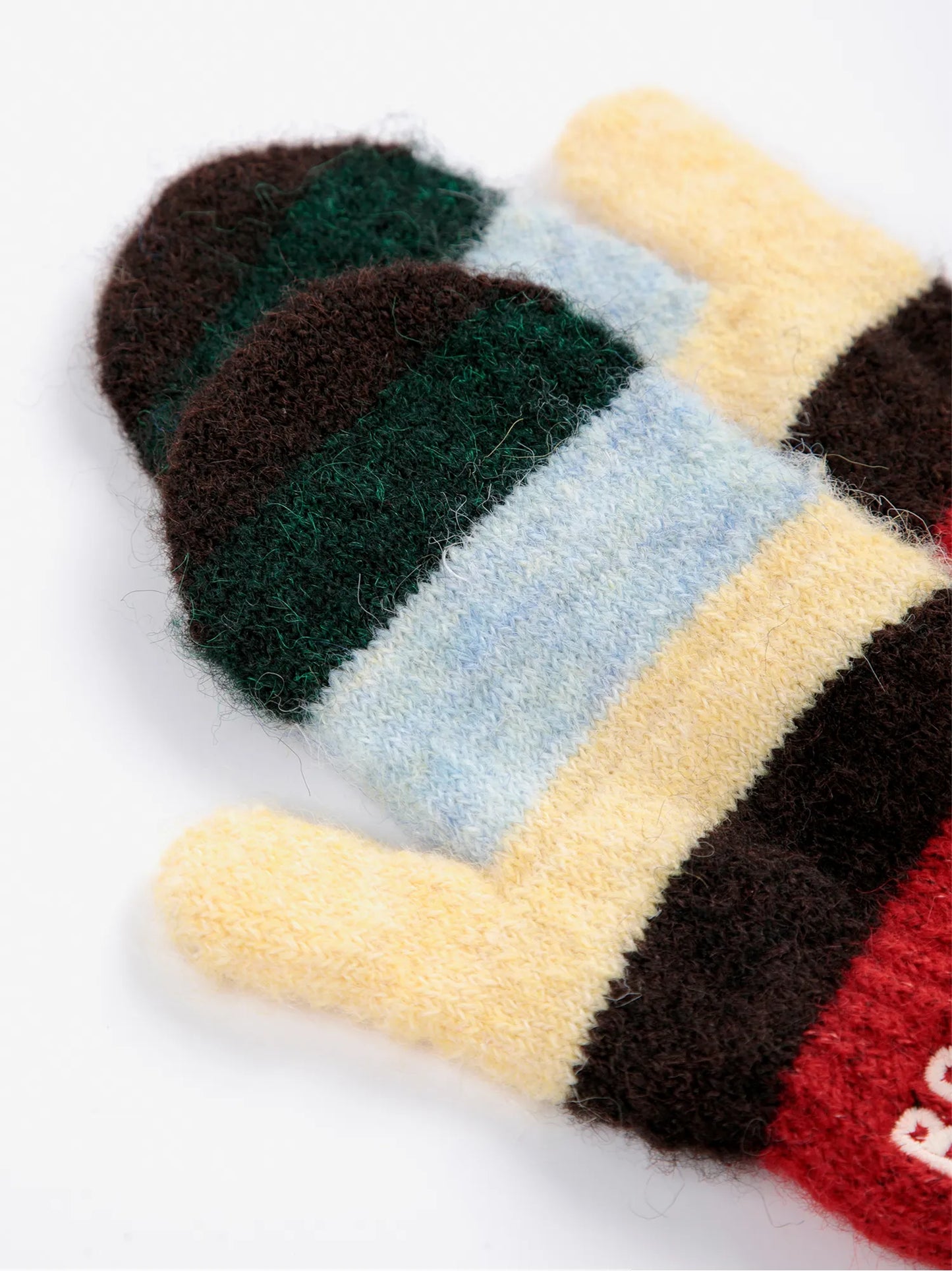 Striped knitted mittens