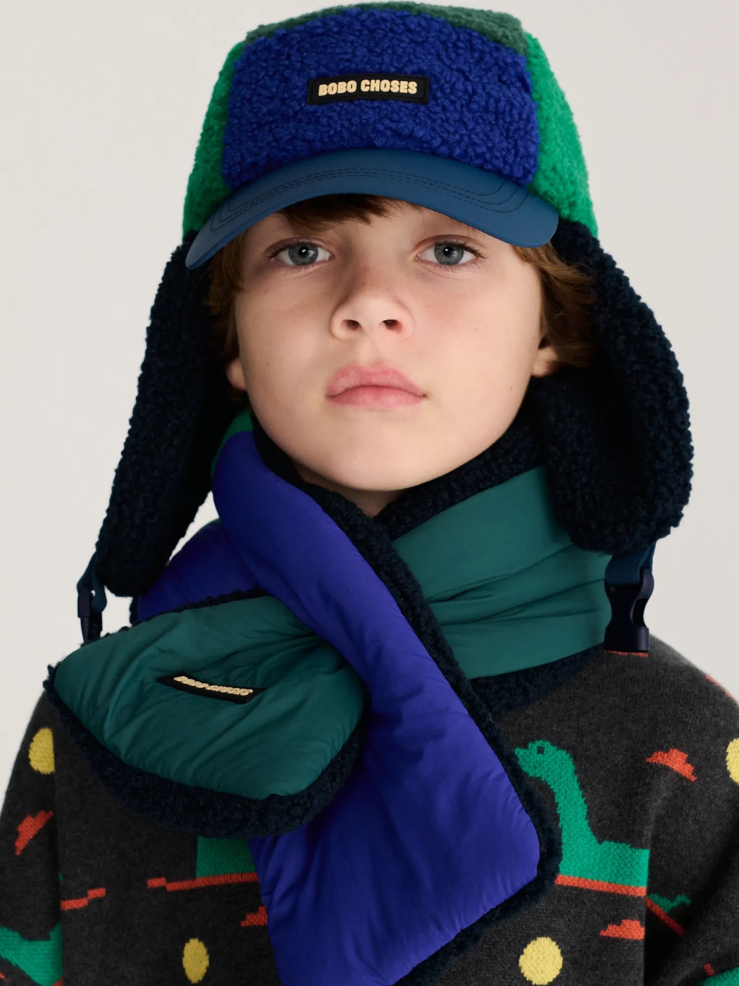 Color Block sheepskin neck warmer