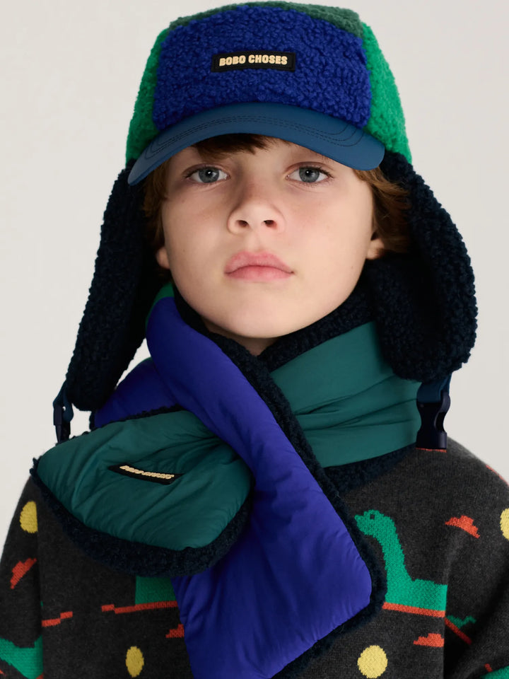 Color Block sheepskin neck warmer
