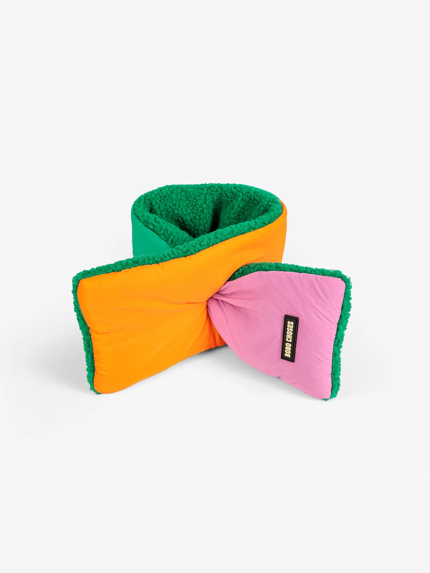 Color Block sheepskin neck warmer