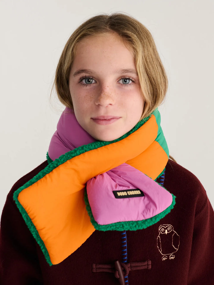 Color Block sheepskin neck warmer