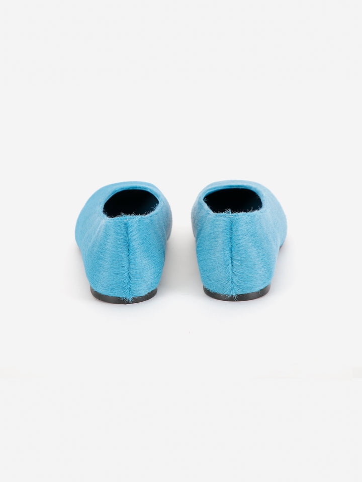 Hairy leather ballet flat