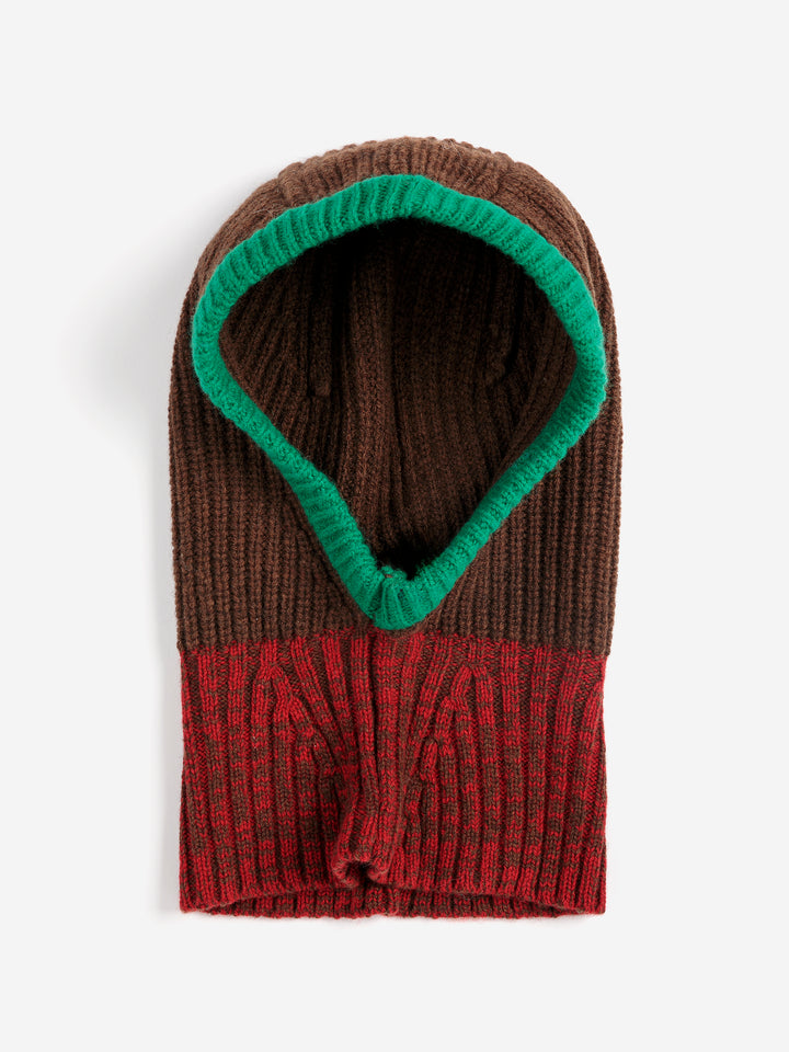 Balaclava aus Merinowolle Color Block