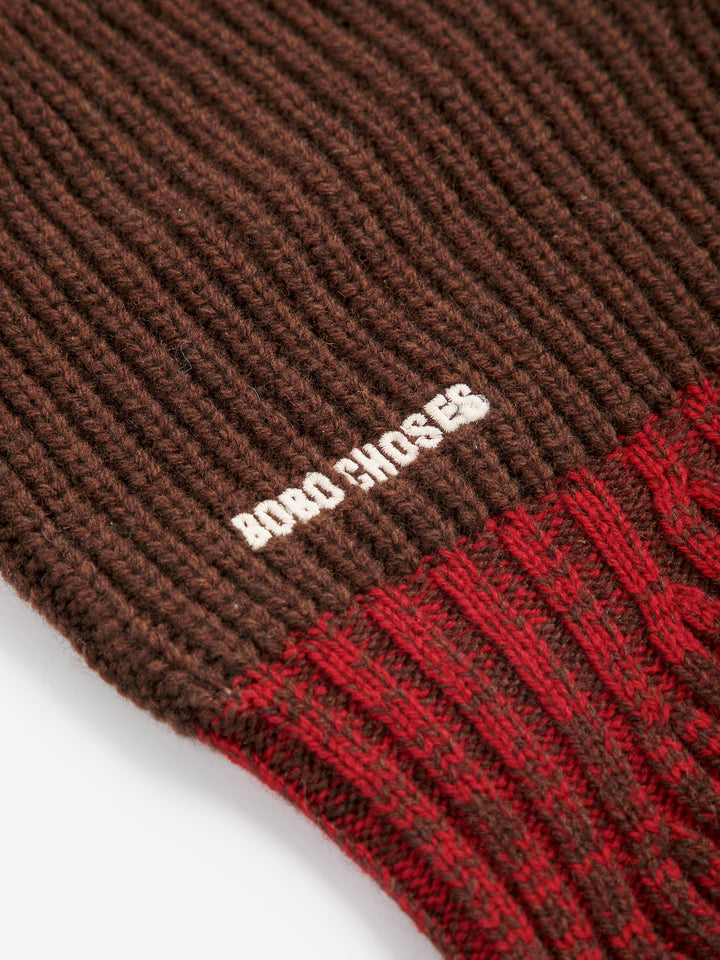 Balaclava aus Merinowolle Color Block