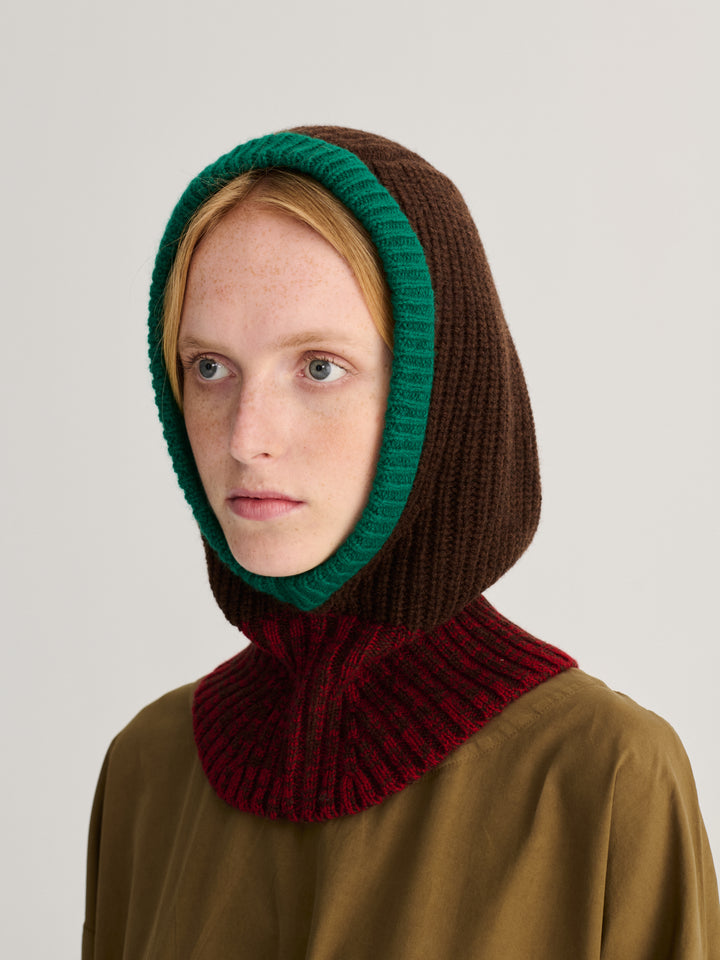 Balaclava aus Merinowolle Color Block