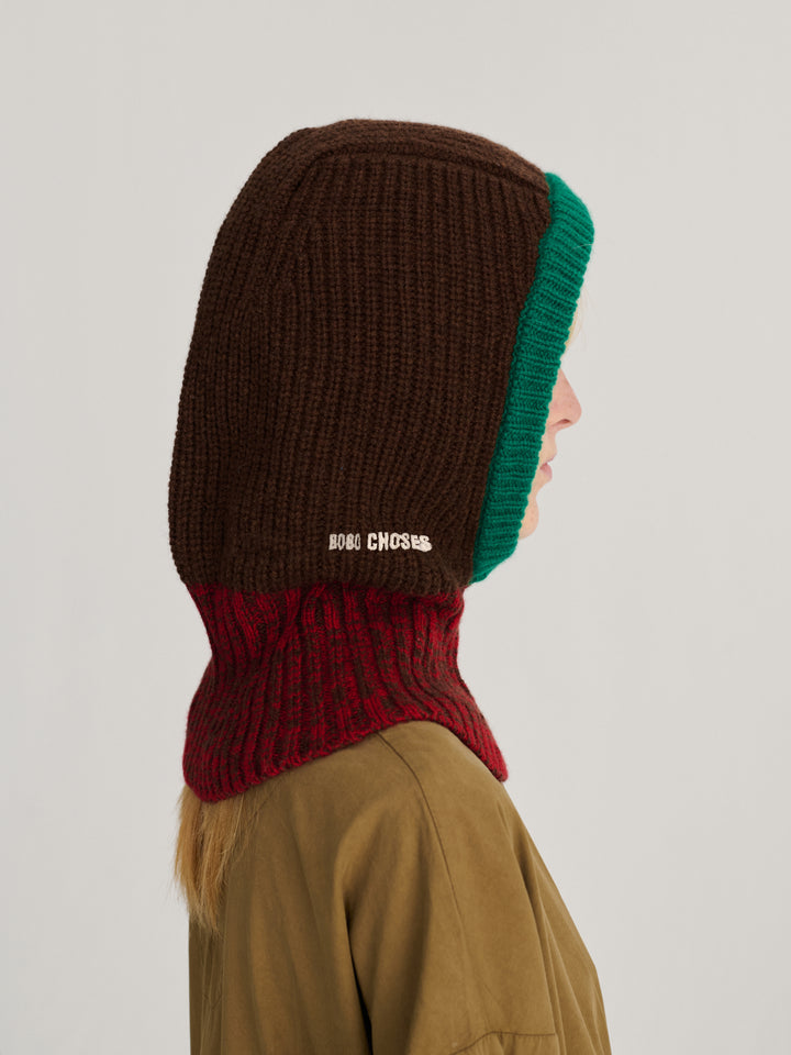 Balaclava aus Merinowolle Color Block