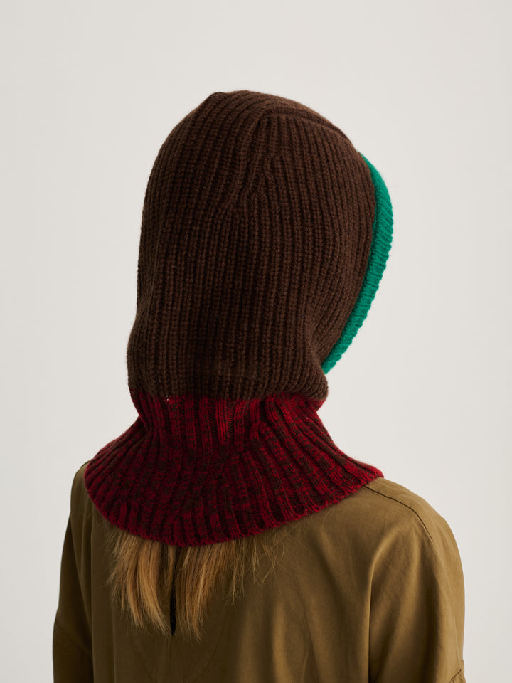Balaclava aus Merinowolle Color Block