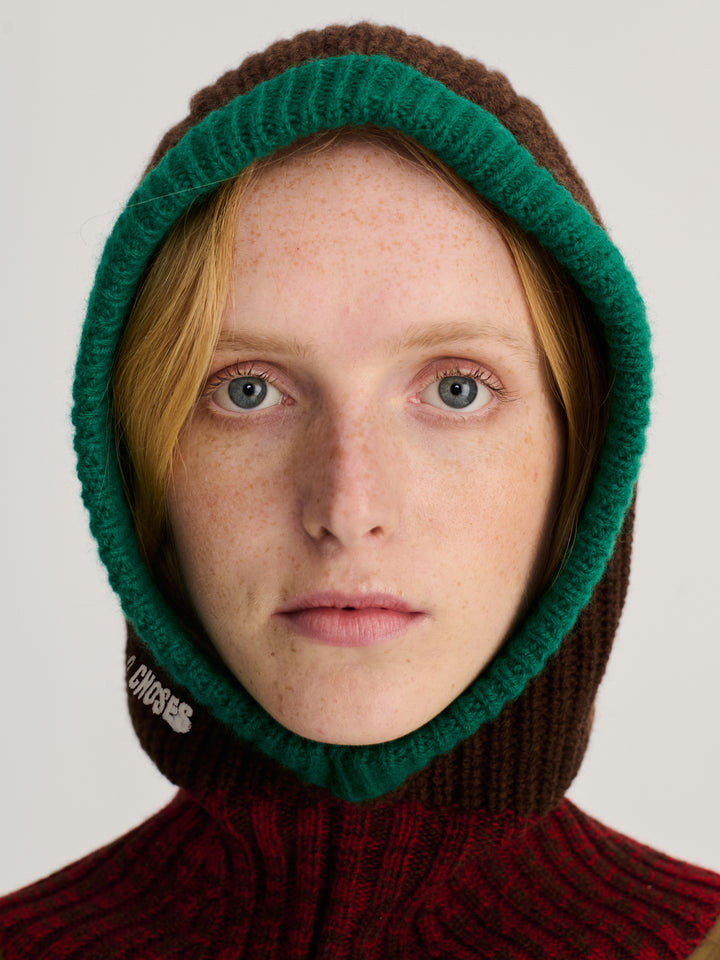 Balaclava aus Merinowolle Color Block