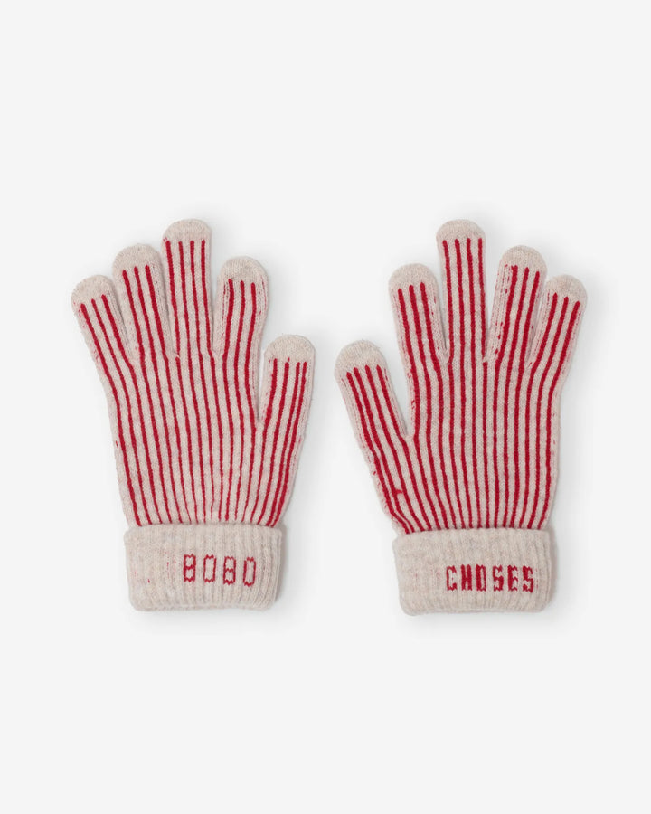 Gestrickte Handschuhe aus Merinowolle mit Streifen