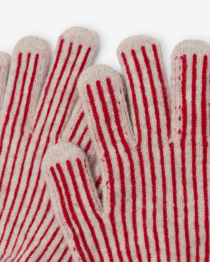 Gestrickte Handschuhe aus Merinowolle mit Streifen