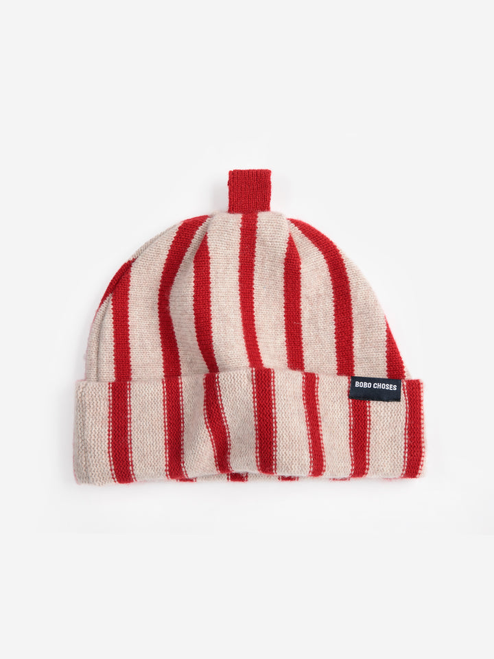 Gestreifte Beanie aus Merinowolle