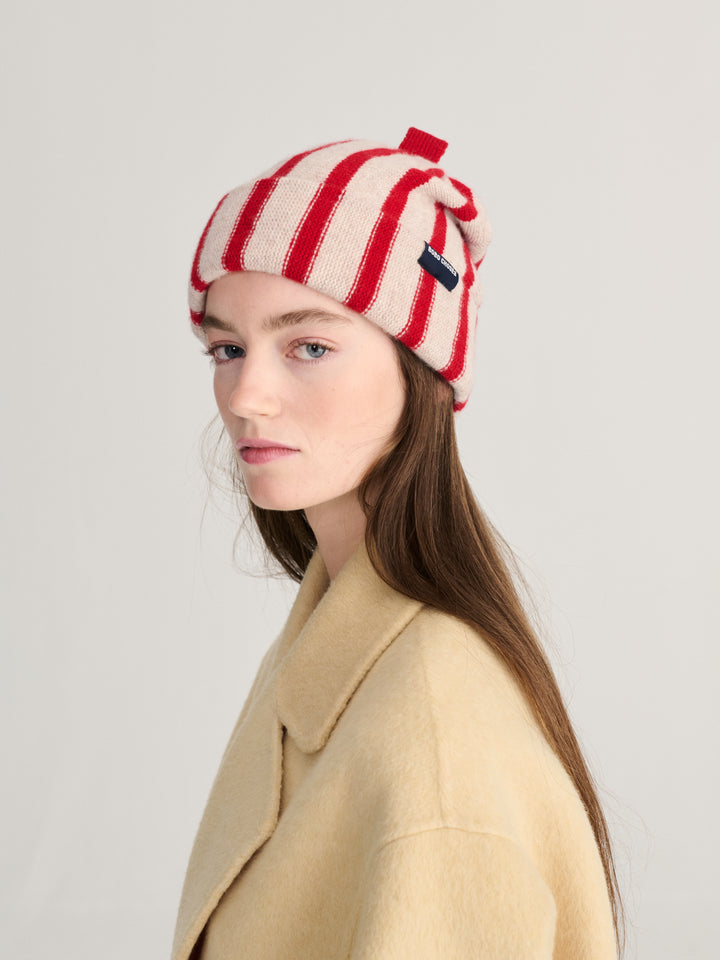 Gestreifte Beanie aus Merinowolle