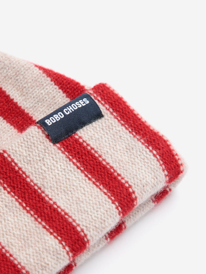 Gestreifte Beanie aus Merinowolle