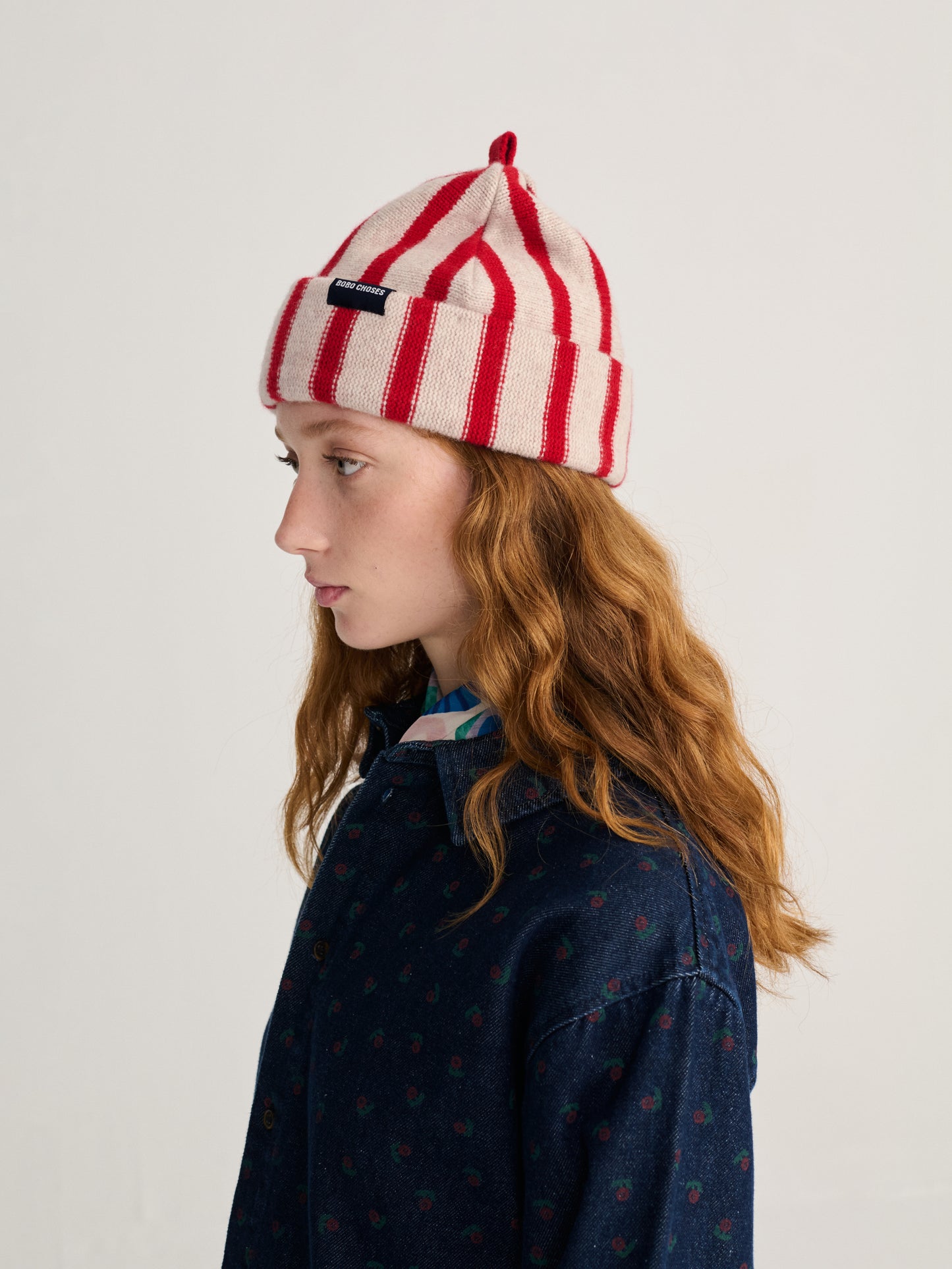 Gestreifte Beanie aus Merinowolle