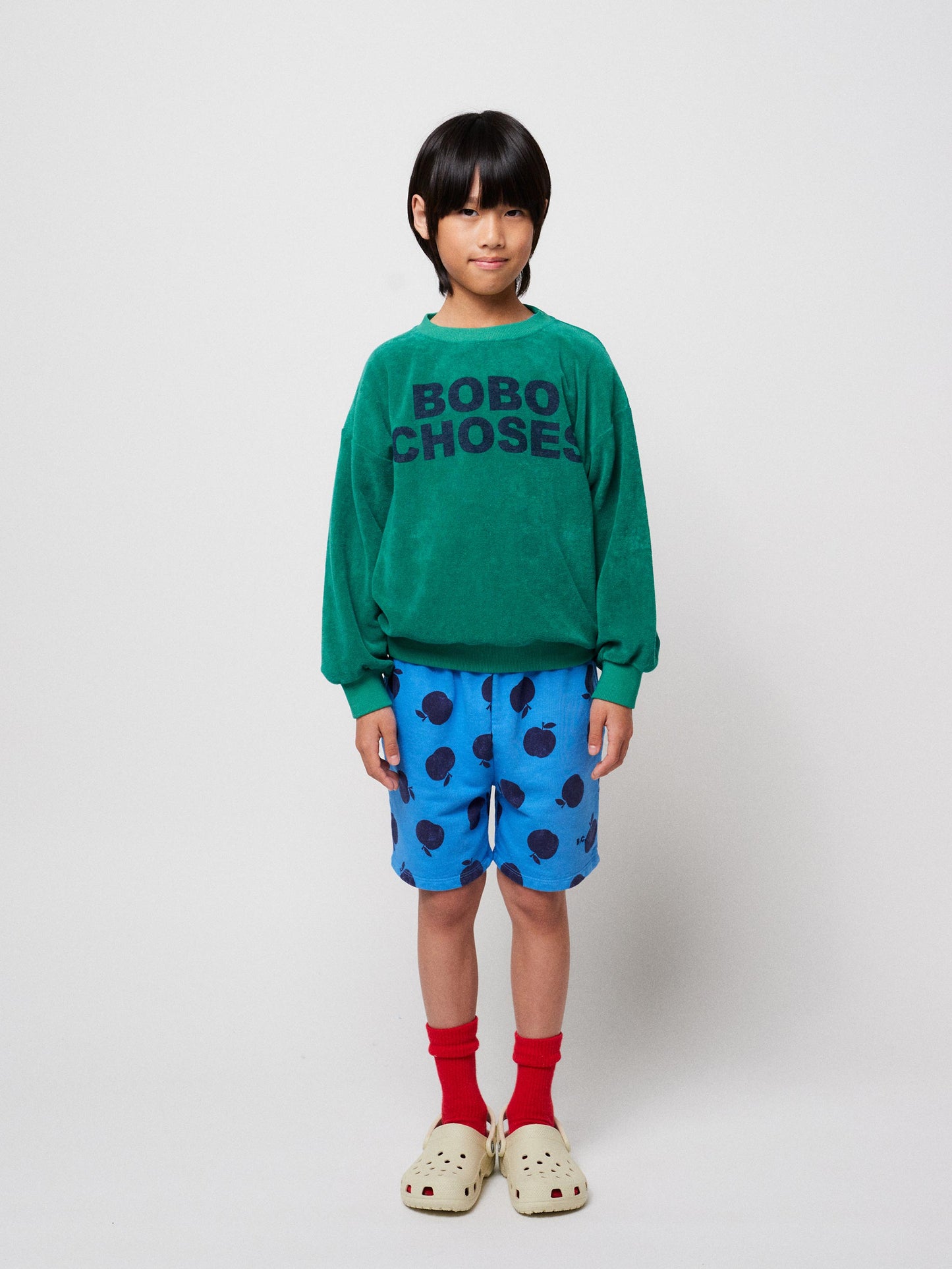 Sweatshirt vert en éponge Bobo Choses