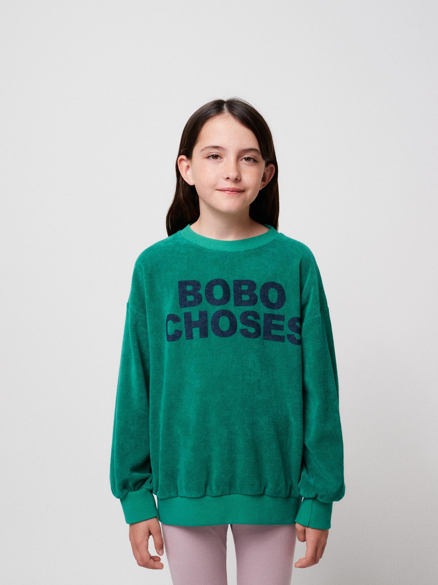Sweatshirt vert en éponge Bobo Choses