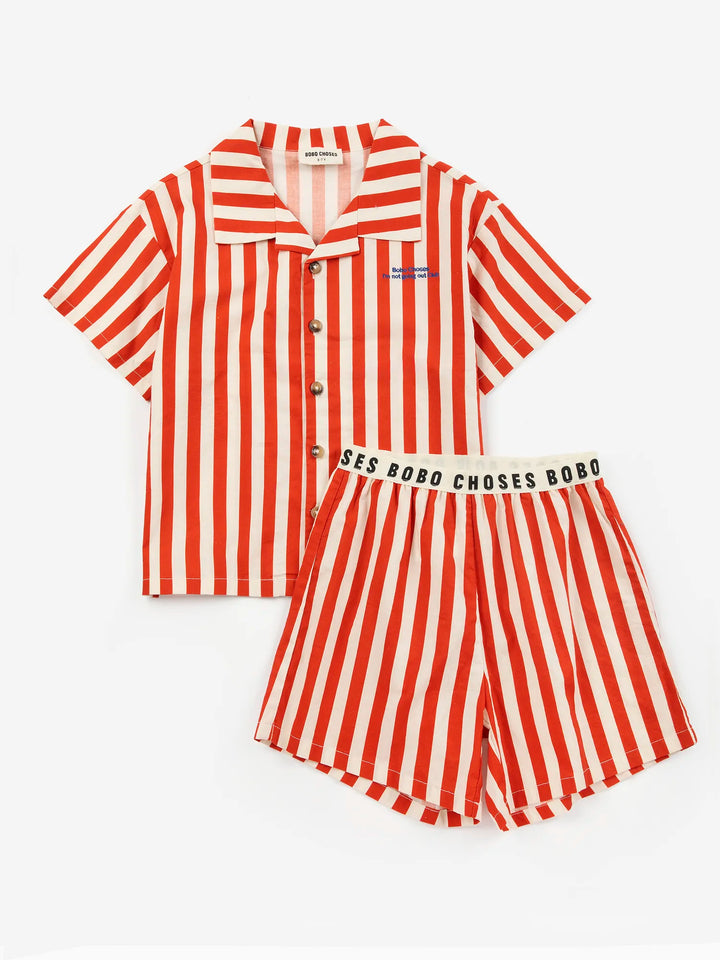 Red Bold Stripe loungewear woven set
