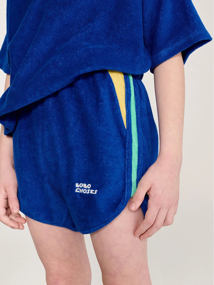 Color block terry cloth shorts