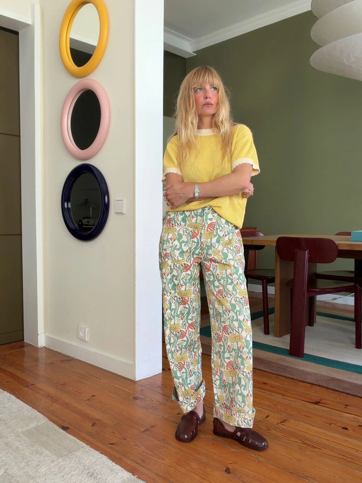 Color Herbalists pattern twill cropped pants
