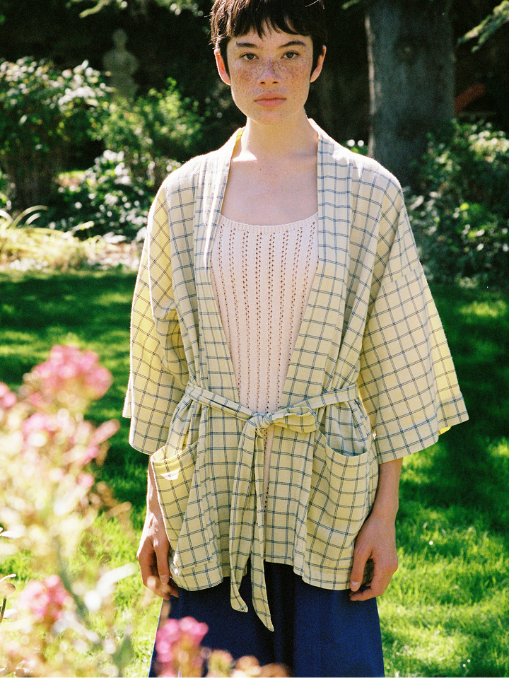 Kurzer Kimono Bambula-Kreppstoff Spicy Window