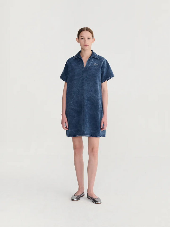 Verwaschenes Polokleid aus Twill