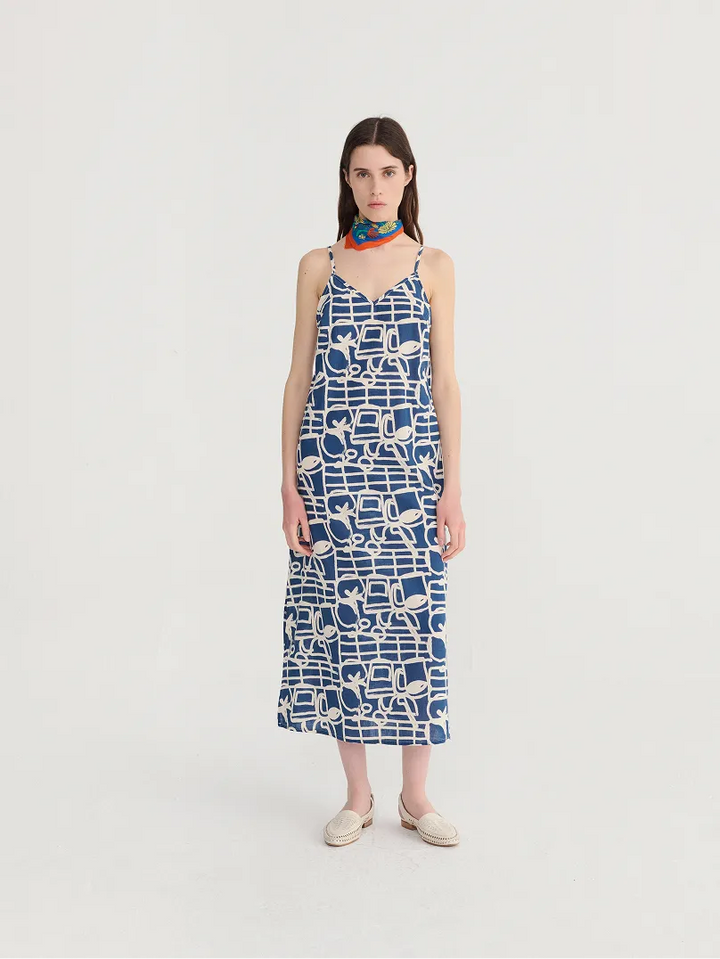 Cookery festival pattern strap dress